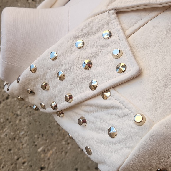 Zara white leather jacket with studs - Picture 7 of 16